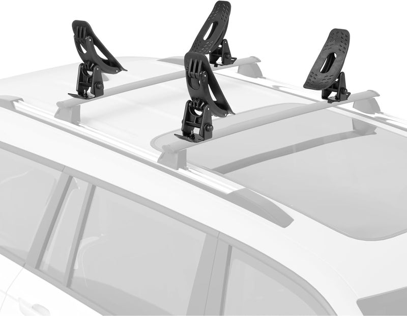 BougeRV T-Slot Kayak Roof Rack Saddles, Only Fits for Auto Cross Bars with T-Track to Carrier Kayak Paddle Board Surfboard with Tie Down Straps Ratchet Strap,150LBS Load Capacity(2 Pairs) - Image 1